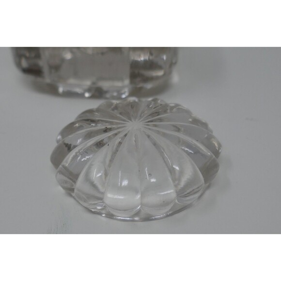 Vintage Heavy Crystal Glass Inkwell Paperweight with Glass Lid - Picture 7 of 12